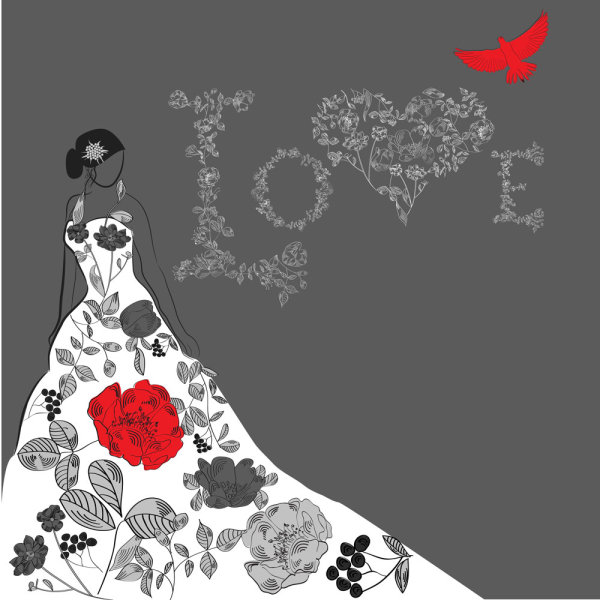 时尚手绘美女插画03&mdash;&mdash;矢量素材