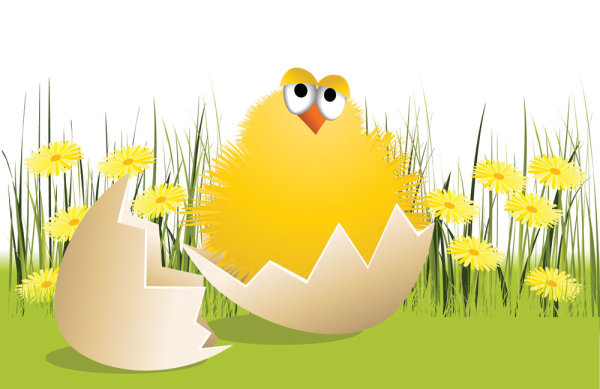 卡通小鸡破壳04——矢量素材