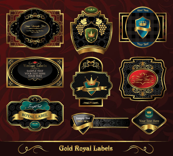 欧式花纹瓶贴04——矢量素材