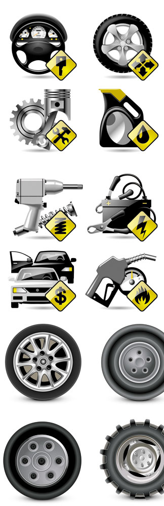 Vehicle maintenance and repair icon vector material
