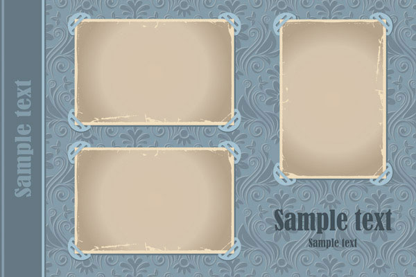 被固定的旧纸张矢量素材-3