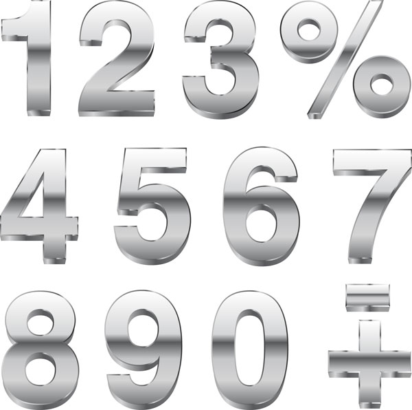 银色金属立体字矢量素材