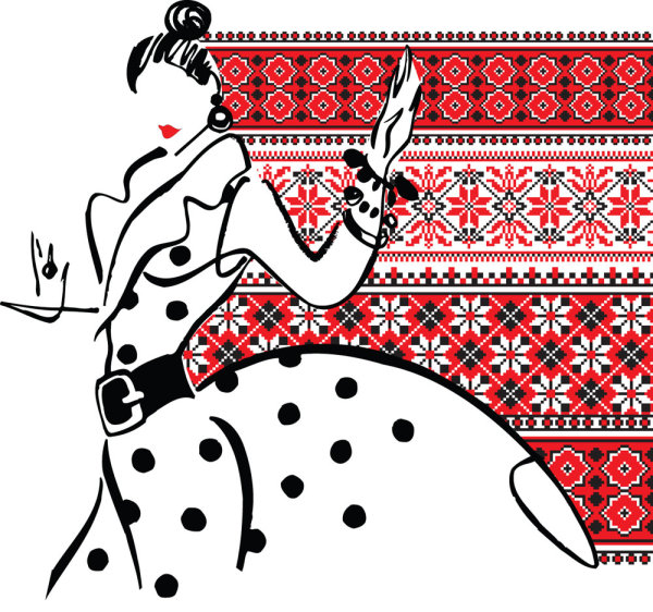 手绘美女03&mdash;&mdash;矢量素材