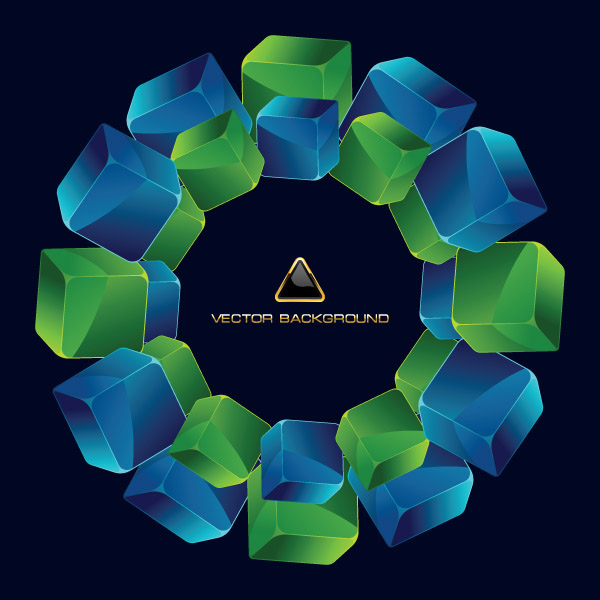 绚丽的立体方块01——矢量素材