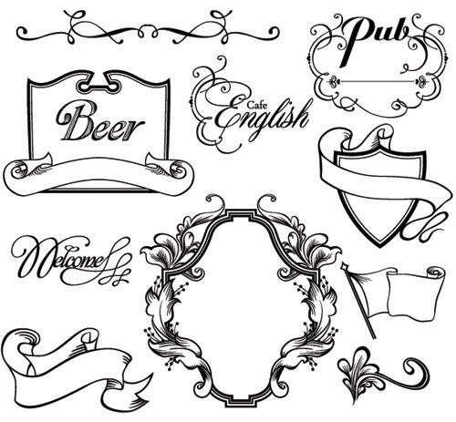 欧式华丽古典花边花纹矢量素材-1