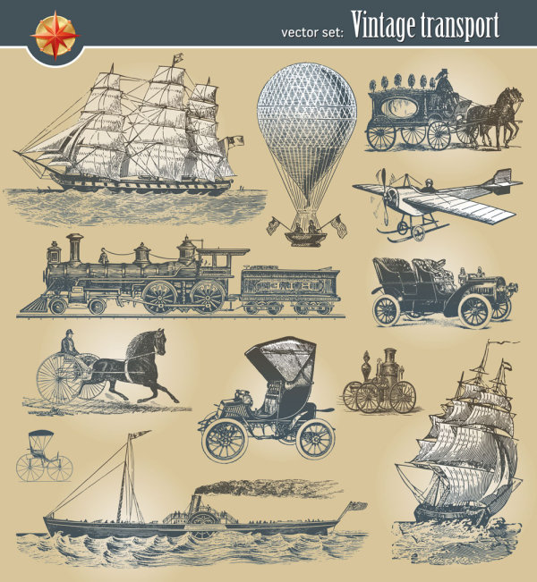 古典运输工具01&mdash;&mdash;矢量素材