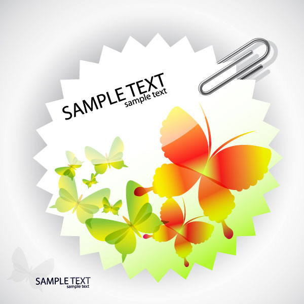 贴纸与蝴蝶02&mdash;&mdash;矢量素材