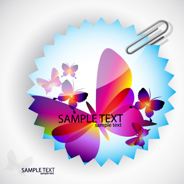 贴纸与蝴蝶05&mdash;&mdash;矢量素材