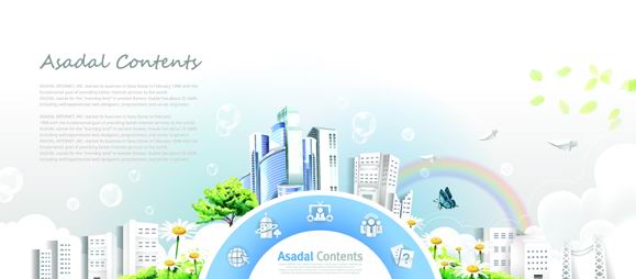 彩虹花园城市社区海报模板矢量素材-1