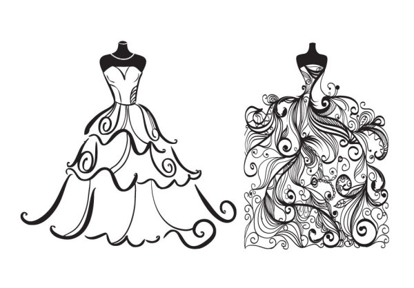 wedding dress vector material