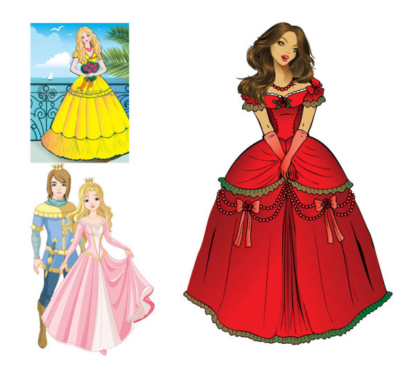 王子与公主矢量素材