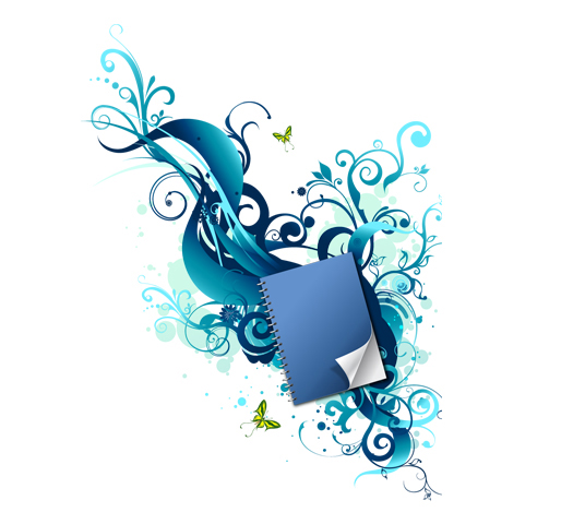 时尚花纹记事本矢量素材-1