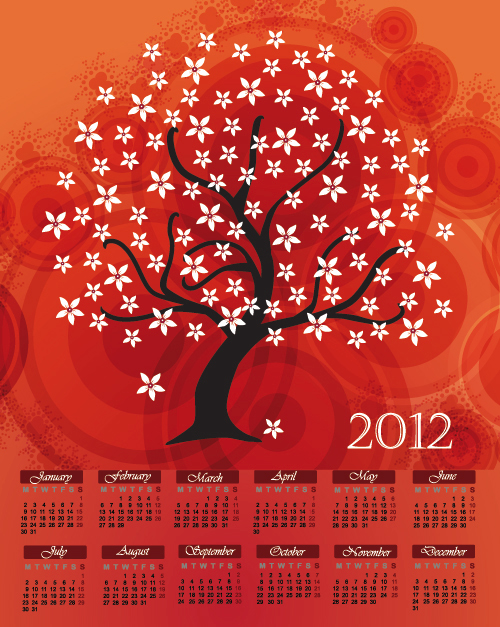 Cartoon branches Calendar 02 - vector material