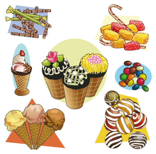 Cartoon pastries 02 - vector material