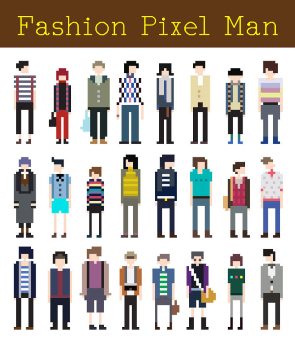 Cartoon character pixel art 05 - vector material