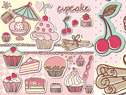 Cartoon cakes label - vector material