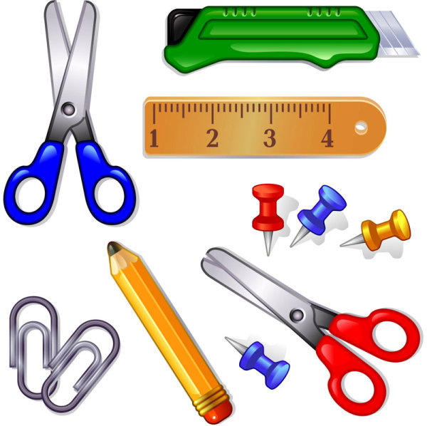 Cartoon school supplies - vector material