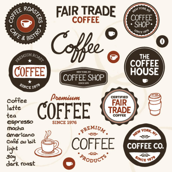 European the coffee label 01 - vector material