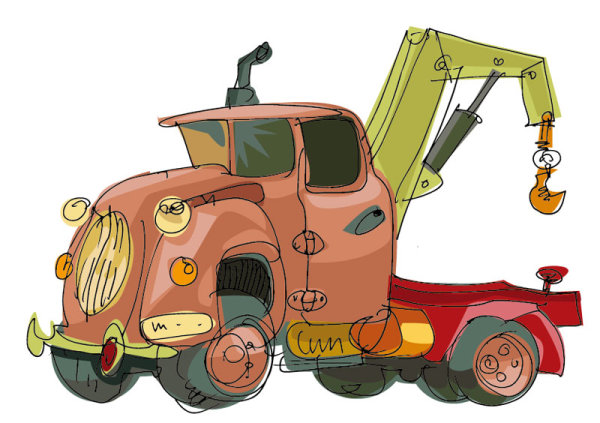 Hand-painted cartoon car 04 - vector material