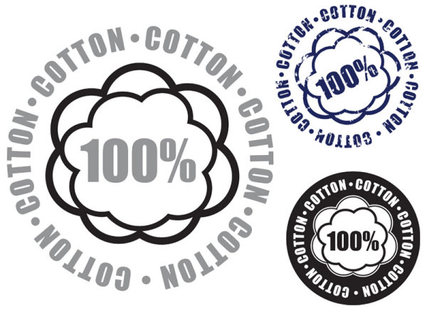 100% cotton label identifies 04 - vector material