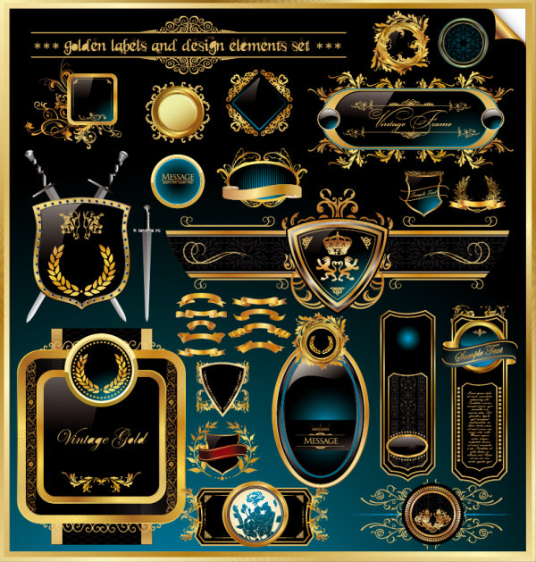 European classic stickers 02 - vector material