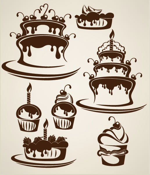 Cartoon cake illustration silhouette - vector material