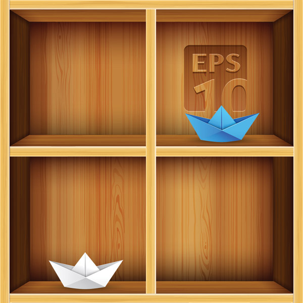 Solid wood bookcase vector material -2