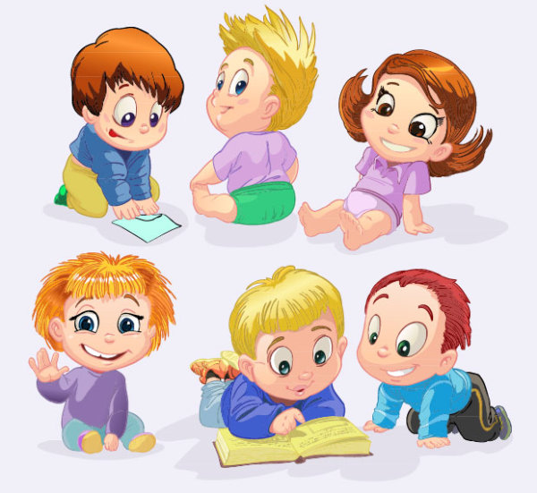 Cartoon kids 04 - vector material