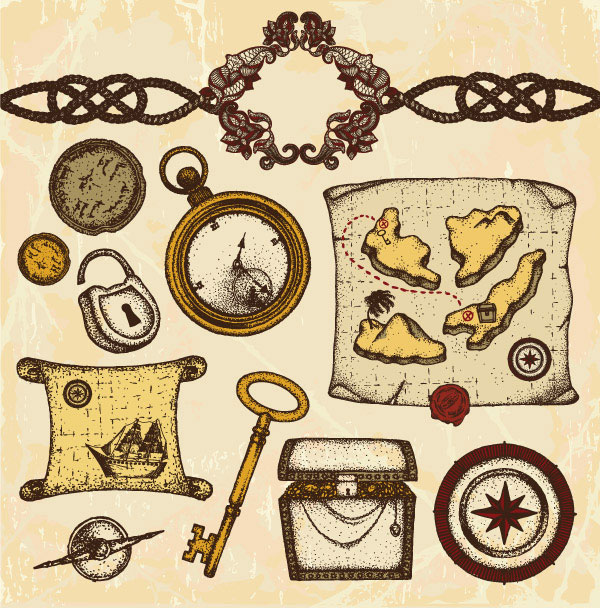 Ancient nautical theme vector material -2