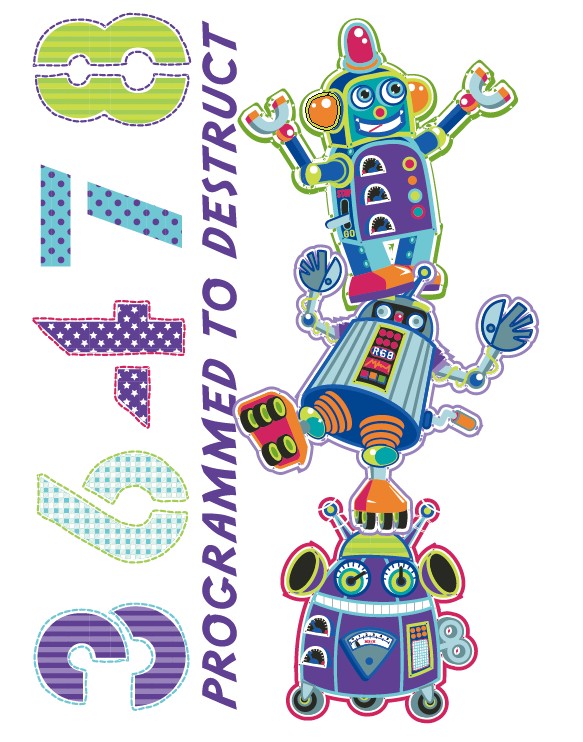 Cute cartoon robot vector material