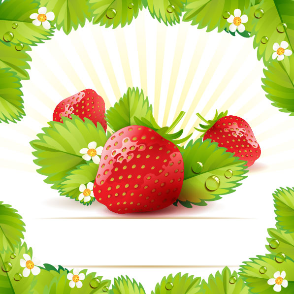 Strawberry theme background 01 - vector material