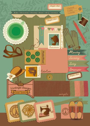 Cartoon retro label 02 - vector material