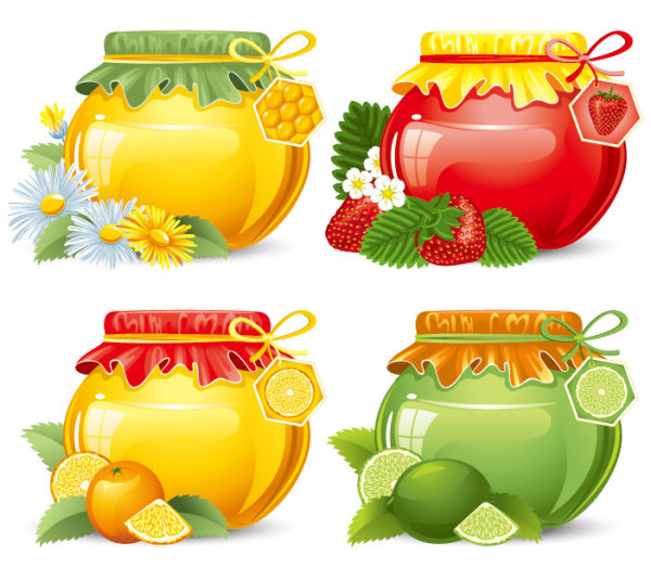 Beautifully canned fruit 02 - vector material