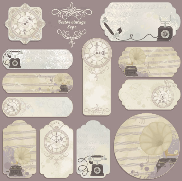Vintage floral label 03 - vector material