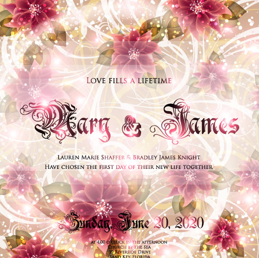 Elegant wedding invitation card 04 - vector material