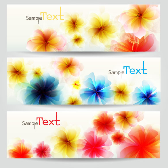 Beautiful flowers banner 02 - vector material