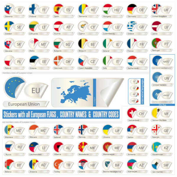 Beautifully flag label 01 - vector material