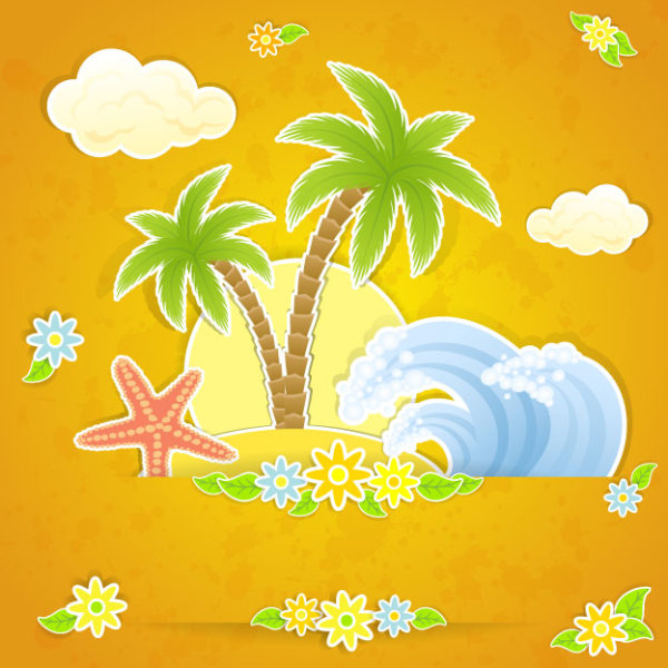 Summer beautiful card 04 - vector material