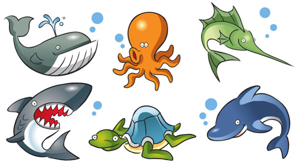 Cartoon sea creatures - vector material