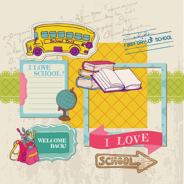 Graphic cartoon school theme vector material -3