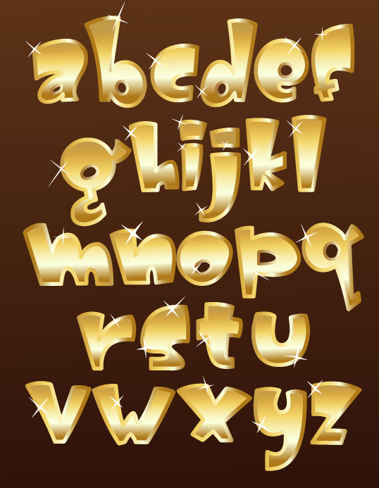 Metallic font design 02 - vector material