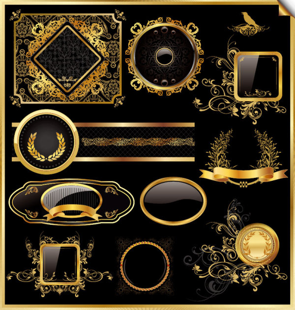 Golden pattern border 03 - vector material