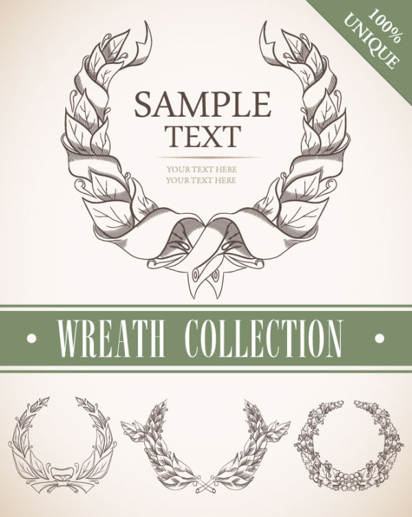 Classic hand-painted circular border 01 - vector material
