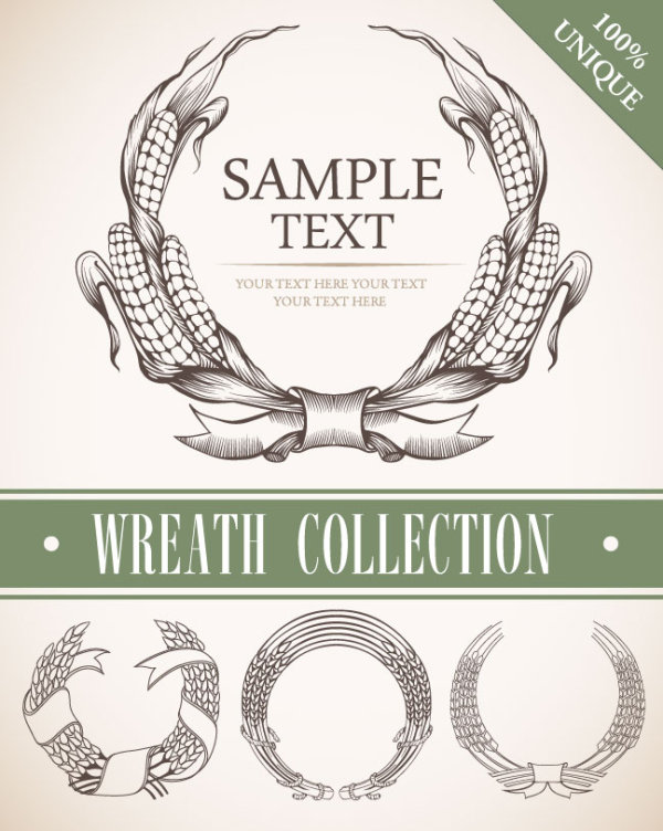 Classic hand-painted circular border 04 - vector material