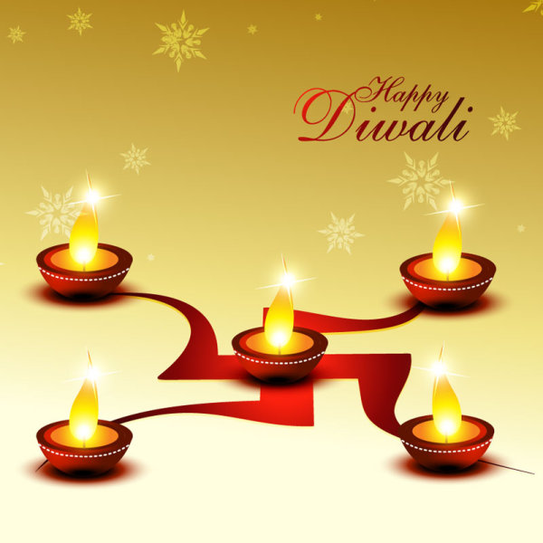 Beautifully Diwali card 01 - vector material