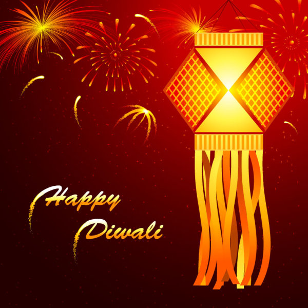 Beautifully Diwali card 02 - vector material