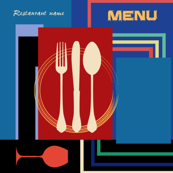 Retro menu posters 02 - vector material