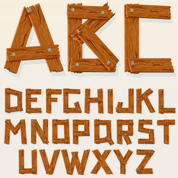 Wooden letters 01 - Vector material