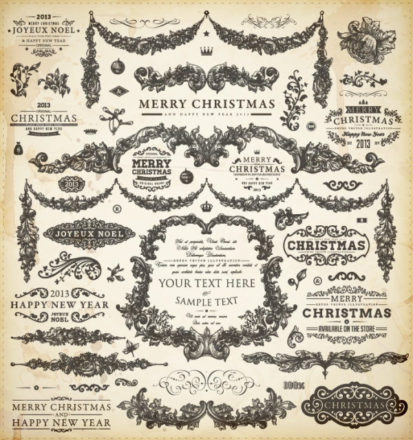 Christmas theme label 07 - vector material