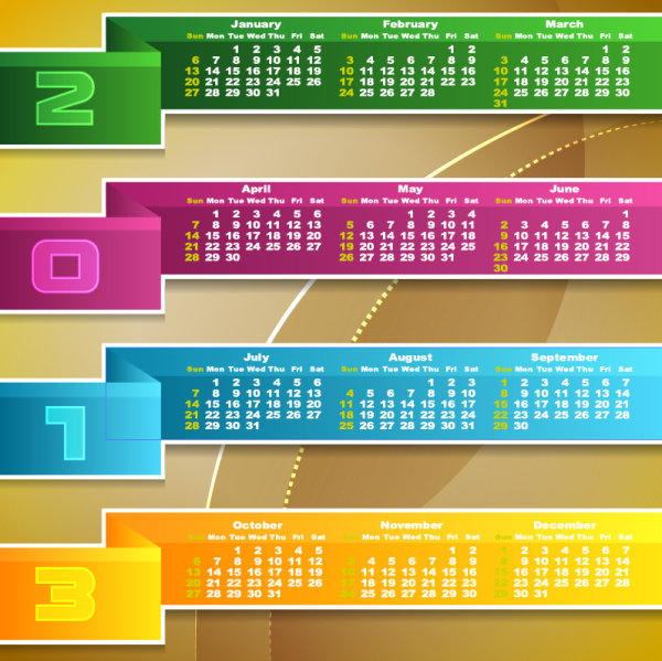Calendar beautifully designed 01 - vector material